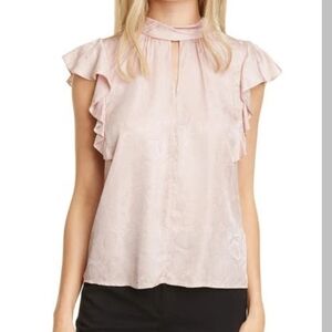 Rebecca Taylor Snake Print Jacquard Blouse in Rose Quartz